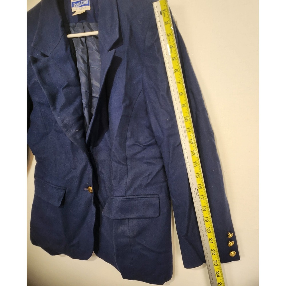 Pendleton Vintage Women's 100% Virgin Wool Navy Blue Blazer Size 10 - Picture 7 of 10